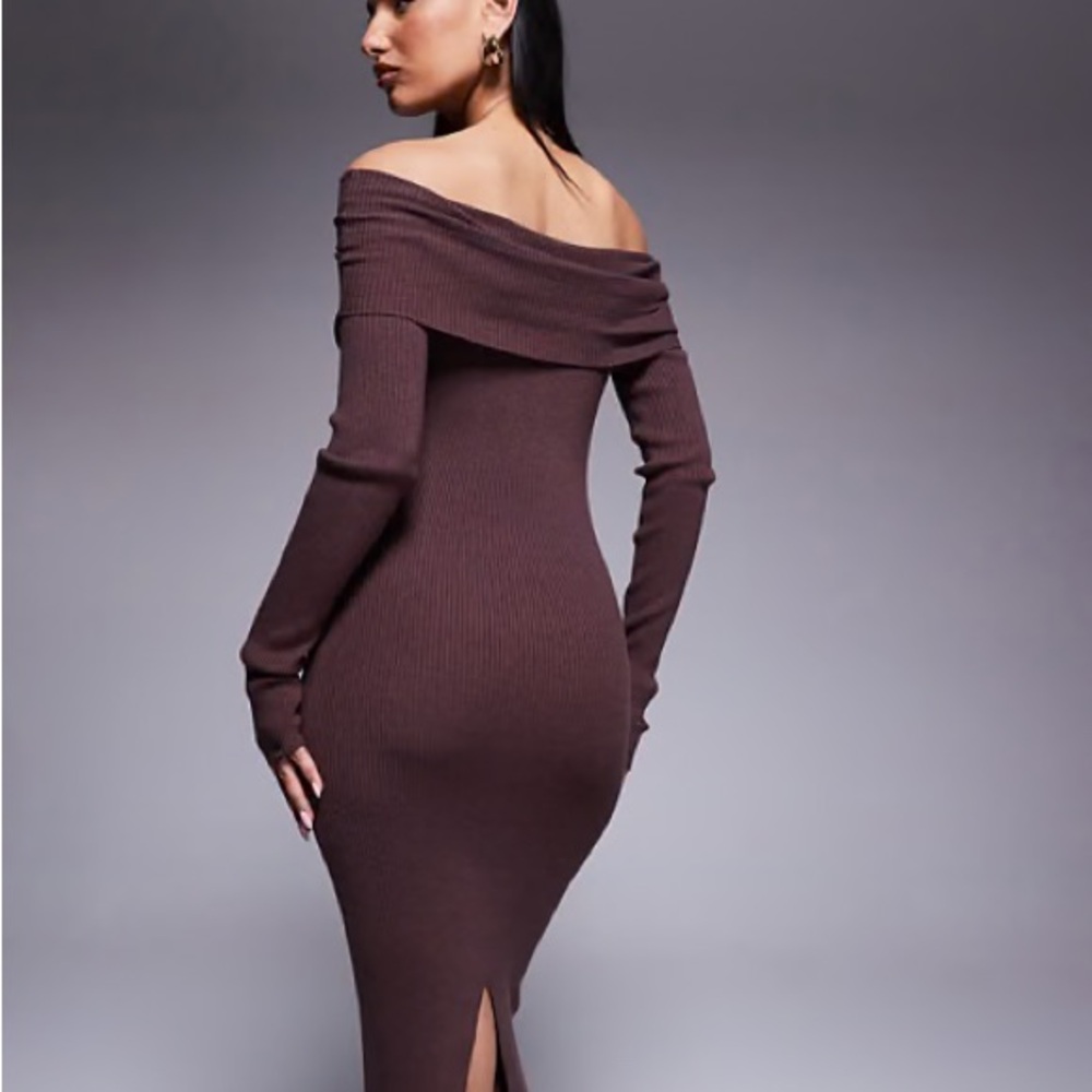 Princess‎ Polly Off-Shoulder Long Sleeve Dress in Brown